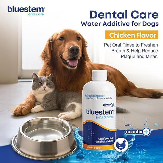 bluestem Freshens Dog and Cat Breath - Safe and Effective Dental Water Additive - 17 Ounce - Chicken