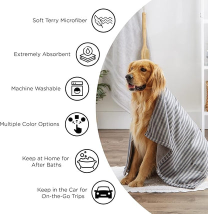 DII Design Embroidered Pet Towel, 44 x 27.5", Striped Blue