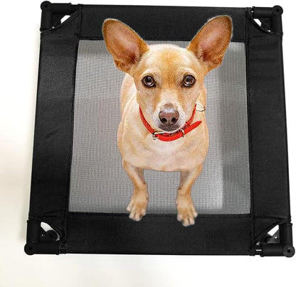 Pozico Elevated Pet Bed with Breathable Mesh for Small Cat and Dog, Raised Cooling Pet Cot for Puppy and Kitty, 18.9x18.9 inch (Black Bed)