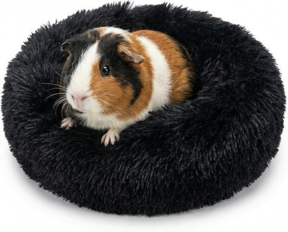 Tiny Dog Bed 11.8 Inch for Extra Small Dogs,Washable Puppy Bed,Soft Faux Fur Calming Donut Bed for Chihuahua Yorkie Maltese Pomeranian,Black