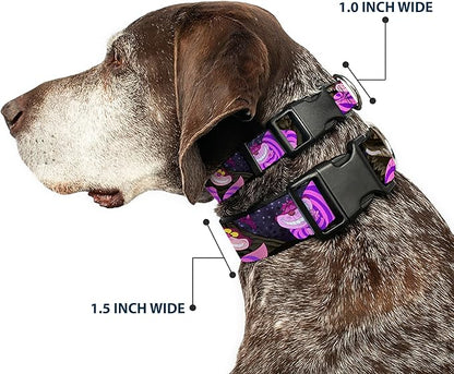 Buckle-Down Plastic Clip Collar - Cheshire Cat Tree Poses - 1/2" Wide - Fits 6-9" Neck - Small