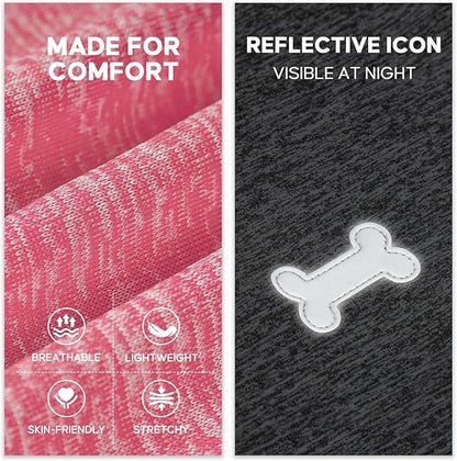 KYEESE 2Pack Dog Shirt, Lightweight Sun Protection Sleeveless Dog T Shirts for Large Dogs, Breathable Pet Reflective Tank Top Summer Dogs Clothes for Outdoor Walking, Coral Red+Grey, 3XL