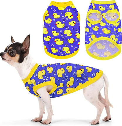 Adorable Yellow Duck Dog Shirt: Lightweight Polyester Cartoon Puppy Vest, Small Medium & Large Dog T-Shirt, Summer Pet Clothes, Cute Dog Apparel, Breathable Dog Tank Top Blue XXL