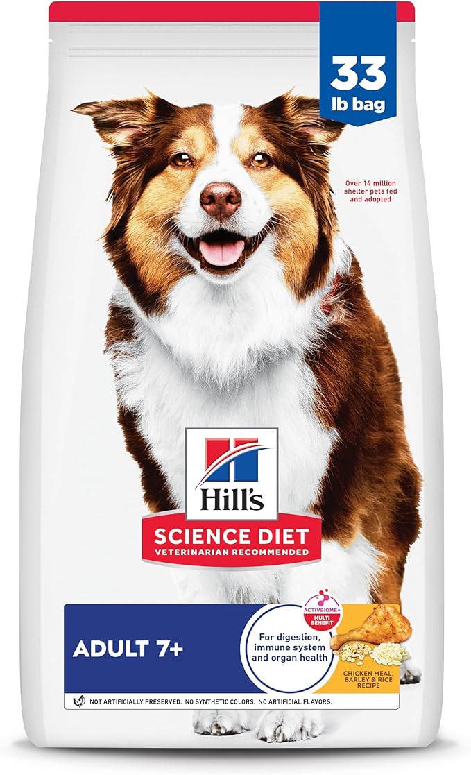 Hill's Science Diet Adult 7+ Dry Dog Food, Chicken Meal, Barley, & Rice, 33 lb. Bag
