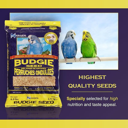 Hagen Parakeet/Budgie Staple White Millet Bird Seed Seed – Premium Blend, Nutritionally Balanced, Fortified with Vitamins & Minerals, Dust-Free Mix for Budgies, 25 lb Bag