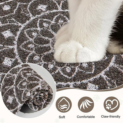 Glittme 24"x15" Cat Litter Mat with Mesh Design - Non-Slip & Waterproof Litter Trapping Pad for Litter Box Soft Texture for Pets,Dark Brown