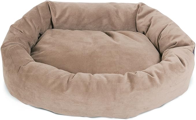 Majestic Pet Large Dog Bed for Big Dogs, Washable Orthopedic Donut Cuddle Bed with Bolster, Soft & Fluffy Calming Pet Bed for Large Sized Dog, Faux Suede Stone 40x29x9 Inch