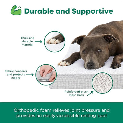 Furhaven Orthopedic Dog Bed – Classic Cushion with Plush Tufted Top, Supportive Foam Mattress, Removable Washable Cover, Joint Relief - Gray, Medium