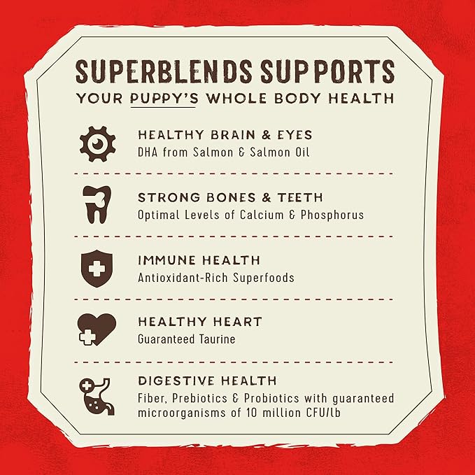 Stella & Chewy's SuperBlends Raw Blend Wholesome Grains Puppy Cage-Free Chicken & Wild Caught Salmon Recipe with Superfoods, 3.25 lb. Bag