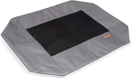 K&H Pet Products Dog Cot Replacement Cover, Designed to fit K&H Medium Pet Cots (Sold Separately), Indoor Outdoor, Breathable Cooling Mesh Center, Machine Washable - Medium 32 X 25in Gray