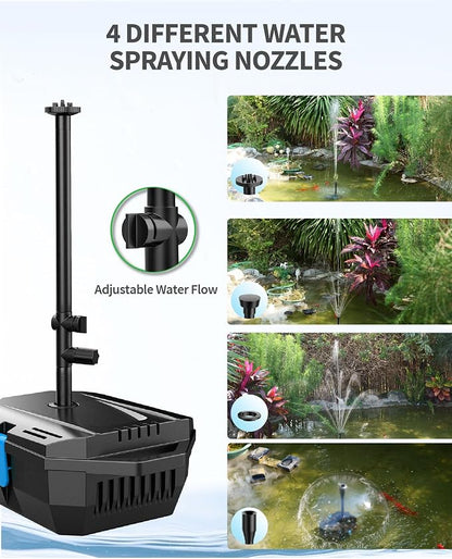 20W Solar Pond Filter with Fountain Pump, Solar Pond Pump and Filter Kit for Outdoor Pond Filter Box with Bio Media for Water Gardens, Ponds Up to 280 Gallons P3202