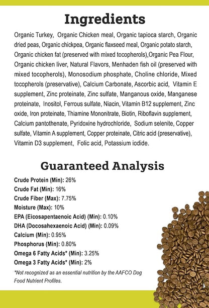 Tender & True Pet Nutrition Organic Turkey & Liver Recipe Dog Food, 20 lb (46012)