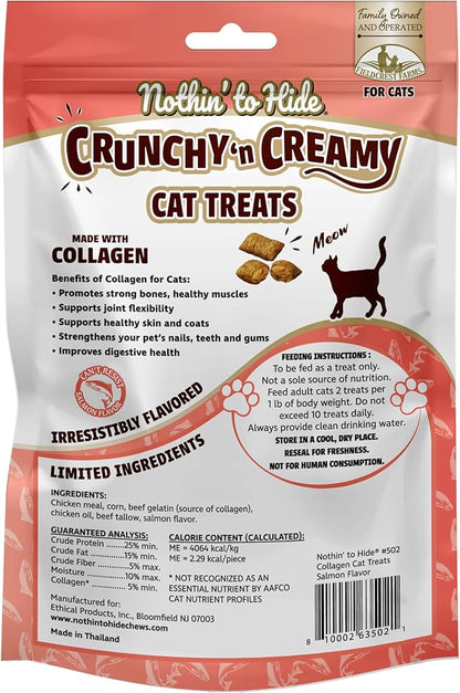 Fieldcrest Farms Nothin’ to Hide Collagen Cat Treats – Crunchy & Creamy Cat Snacks, High-Protein Healthy Treats for Skin, Coat & Joint Support, Salmon Flavor, 3 oz.
