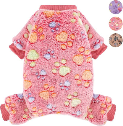 YIKEYO Dog Sweaters Pajamas for Small Dogs, Dog Pajamas Winter Girl and Boy,Puppy 4 Legged Clothes Chihuahua Yorkie Teacup Jumpsuit Cute Feet Print(Rose, XS)