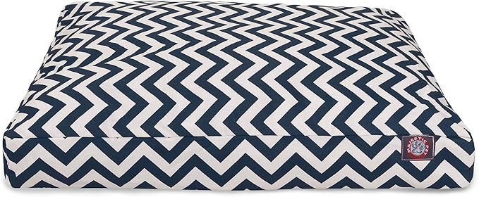 Majestic Pet Chevron Rectangle Dog Bed Washable – Non Slip Comfy Pet Bed – Crate Bed with Removable Washable Cover – Kennel Bed for Sleeping, Polyester Fiber, Small, Navy