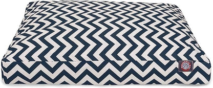 Majestic Pet Chevron Rectangle Dog Bed Washable – Non Slip Comfy Pet Bed – Crate Bed with Removable Washable Cover – Kennel Bed for Sleeping, Polyester Fiber, Small, Navy