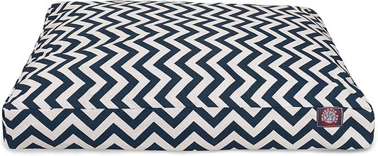 Majestic Pet Chevron Rectangle Dog Bed Washable – Non Slip Comfy Pet Bed – Crate Bed with Removable Washable Cover – Kennel Bed for Sleeping, Polyester Fiber, Small, Navy