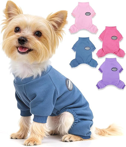 Dog Sweater Winter Dog Pajamas for Small Dogs Girl Boy Warm Soft Puppy Pjs Stretchy Jumpsuit Doggie Pet Clothes Outfits XXS~L (Steel Blue, XX-Small)