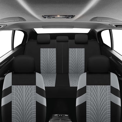VarCozy Car Seat Covers Full Set, Front & Split Rear Bench for Car, Universal Cloth SUV, Sedan, Van, Automotive Interior Covers, Airbag Compatible