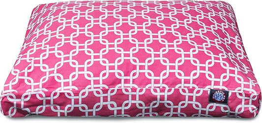 Majestic Pet Shredded Memory Foam Dog Bed Small with Removable Washable Cover – Rectangle Orthopedic Dog Bed–Durable Dog Crate Bed-Flat Dog Bed for Senior Dogs - (27x20) S - Links - Coral
