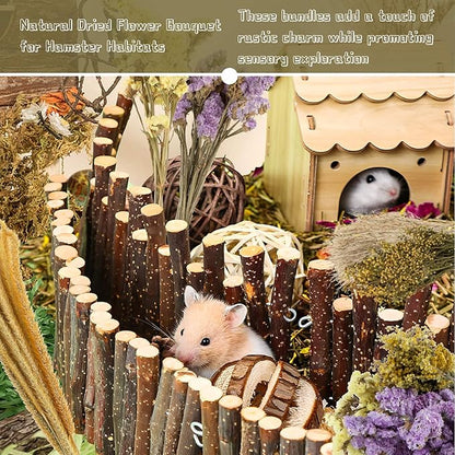 Sukh 47Pcs Natural Hamster Herb Bedding - Safe Cage Accessories & Hideout Enclosure and Habitat Decor for Syrian Dwarf Hamsters, Guinea Pigs, Gerbils and Small Pets