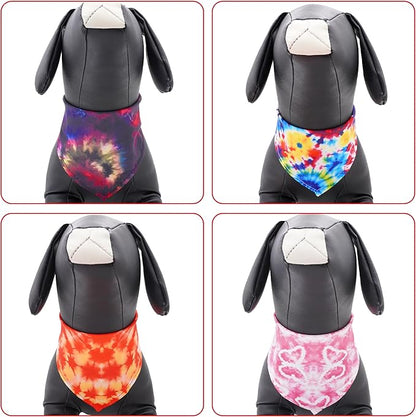 7 PCS Tie Dye Dog Bandanas for Large Dogs Breed Sewing Hemming Dog Bandana Print One Side XL Drool Bibs Party Grooming L