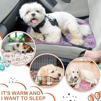 Reginary 4 Pcs Waterproof Guinea Pig Blankets Washable Small Animal Fleece Bedding Guinea Pig Cage Liners Reusable Training Pads Pet Pee Pad Sleep Mat for Hamster(Paw Print,35 x 24 Inch)
