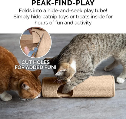 Furhaven Wrap Around Scratching Post Cover for Indoor Cats, Fits Posts Up to 3.5" Diameter, Durable & Less Mess - Tiger Tough Carpet Scratch Mat - Cream, Extra Large/XL