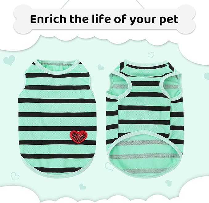 Dog Shirts for Medium Dogs, Striped T-Shirts Pets Vest Pet Apparel Tee Shirts Dog Tank Top Spring Summer Suitable for Chihuahua French Bulldog Bichon Shih Tzu