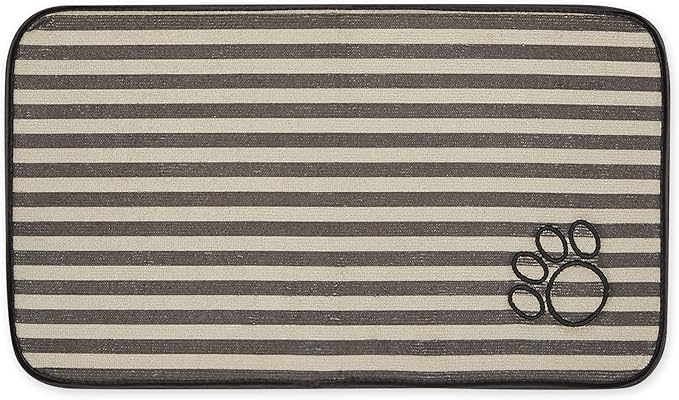 Bone Dry Machine Washable, Ultra Absorbent Pet Mat, 10x18, Brown Stripe