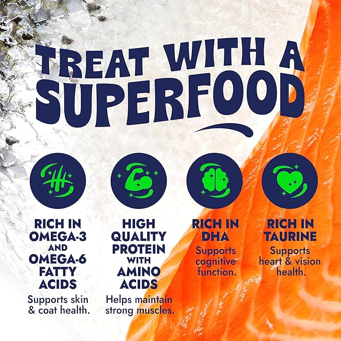 Finfare Freeze Dried Dog Food Toppers, Salmon Crumbles, Protein & Omega-3s, Grain Free Salmon Training Treats and Meal Toppers for Dogs, Crafted in USA, 2oz