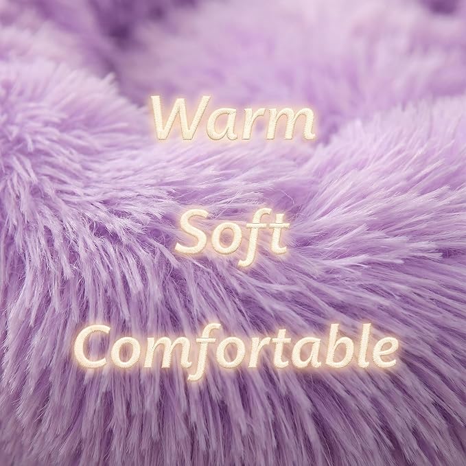Tiny Dog Bed 15 Inch for Extra Small Dogs,Washable Puppy Bed,Soft Faux Fur Calming Donut Bed for Chihuahua Yorkie Maltese Pomeranian,Purple