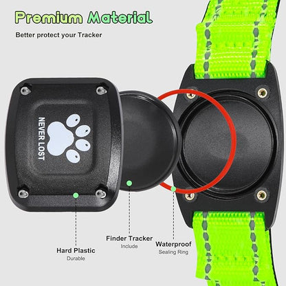 GPS Dog Collar Tracker 2-in-1,Reflective Waterproof Pet Collar,iOS-Only,No Monthly Fees,Unlimited Range,Ideal for Dog Tracking pet Tracker,for Small Medium Large Dogs(XS (10.6"-13.6"), Green)