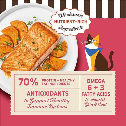 Merrick Purrfect Bistro Grain Free Salmon and Sweet Potato Recipe Natural Dry Cat Food for Adult Cats, High Protein, Outdoor or Indoor Cat Food - 4 lb. Bag