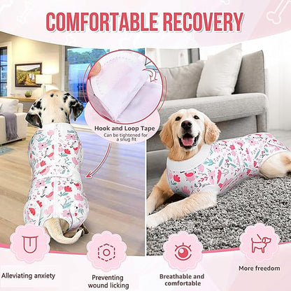 Lukovee Recovery Suit for Dogs, Zipper On Dog Surgery Suit for Female Male Dog, Onesies Bodysuit Prevent Licking Spay Abdominal Wounds Bandages E-Collar Alternative (Pink, M)