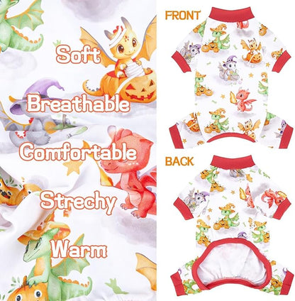 XPUDAC Halloween Dog Pajamas Funny Halloween Costumes for Doggy Comfy Pet Pjs for Small Medium Dogs Boy Girl Puppy Outfits Cat Apparel, M
