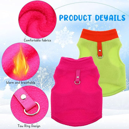 Reginary 10 Pack Small Dog Sweaters Fleece Pet Dog Clothes with Leash Ring Soft Warm Winter Puppy Plaid Shirt(Bright)