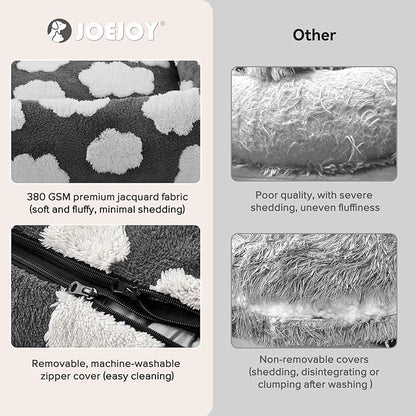 JOEJOY XL Dog Beds Large Sized Dog, Rectangle Washable Orthopedic Pet Bed with Removable Zipper Cover, Cute Soft Calming Puppy Pet Bed with Jacquard Shaggy Plush & Non Skid Bottom