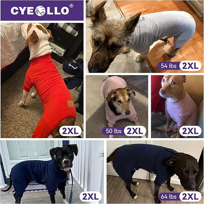 cyeollo XXL Dog Pajamas, Fleece Dog Pjs Thermal Doggie Onesie Soft Stretchy Sweaters for Medium to Large Dogs Winter Dogs Coat Pet Jammies Doggie Clothes Female & Male, Beige 2XL