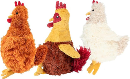 Best Pet Supplies Interactive Squeaky Dog Chew Toy, Ideal Dog Toys for Chewers, Small, Medium & Large Dogs, and Fetch Lovers - Crinkle Chicken (Brown), Large