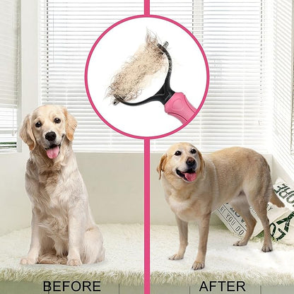 Undercoat Rake for Dogs, whoobell 2 Side Undercoat Brush for Deshedding and Dematting for Dog Cat Rabbit, Professional Pet Grooming HairTools, Removes Loose Undercoat and Nasty Shedding