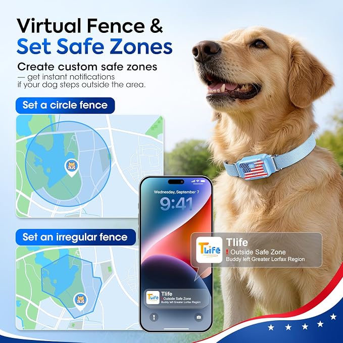 Smart Dog GPS Tracker, Complimentary 6-Month Subscription, Live Pet Tracker with Virtual Fence, Dog Tracker for Dogs with Health & Behavior Monitoring, Escape Alerts, with Virtual Fence, Blue