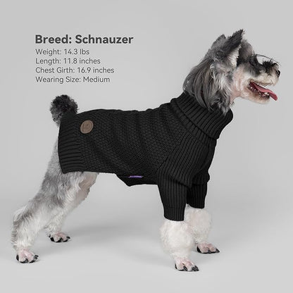 cyeollo Warm Turtleneck Large Dog Sweater, Stretchy & Cozy Knit Doggy Sweater with Sleeves Boy Fall Winter Cold Weather Big Dog Clothes Like Doberman Labrador, Black XXXL
