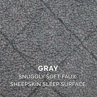 Furhaven Dog Bed for Large Dogs, 100% Washable, Sized to Fit Crates - Sherpa Fleece Bolster Crate Pad - Gray, Extra Large/XL, 42.0"L x 26.0"W x 3.0"Th