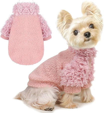 Dog Classic Sweater Chihuahua Sweatshirt Fleece Dog Clothes for Small Dogs Girl Boy Soft Coat for Small Medium Dogs Warm Puppy Cat Clothes Soft Cat Clothing, Pink, XXS