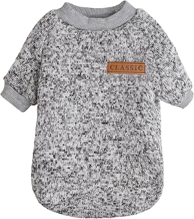 Jecikelon Dog Clothes Dogs Sweater Soft Puppies Clothing Winter Puppy Sweaters Warm Outfit for Dogs Small XXS XS Cat Apparel (Grey, L)