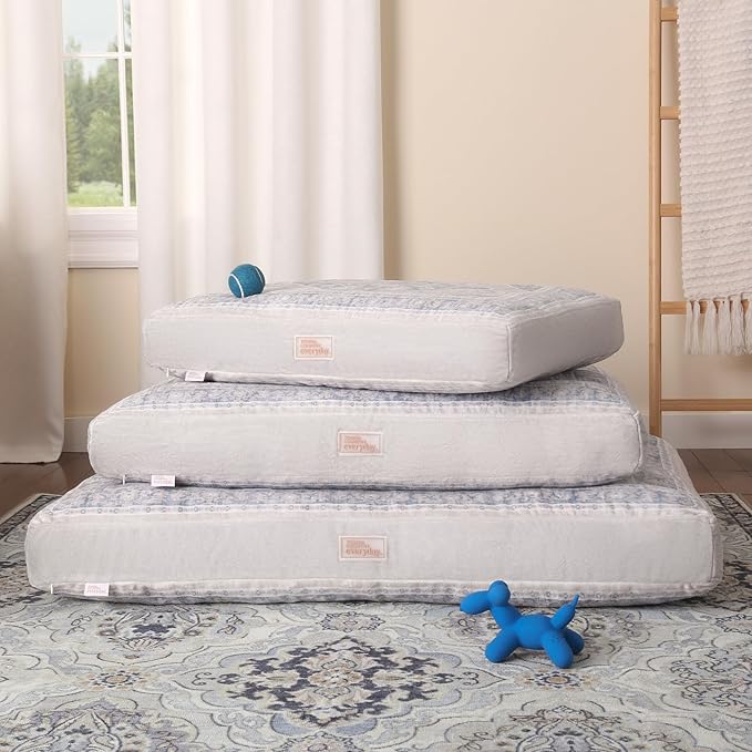 Town & Country Everyday CuddleTown Medallion Everwash® Pillow Pet Bed, Water Repellent Floor Pillow, Machine Washable Cover, Soft & Calming, Blue/Greige, Medium 36"x28"x4"