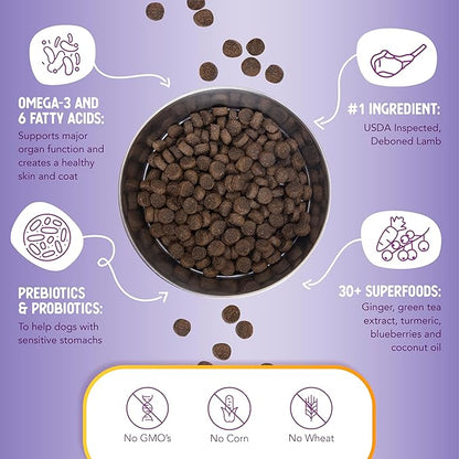 Health Extension Lamb & Brown Rice Dry Dog Food, Protein Packed Formula with Probiotics & Superfoods for Digestion & Coat Health (4 lb)