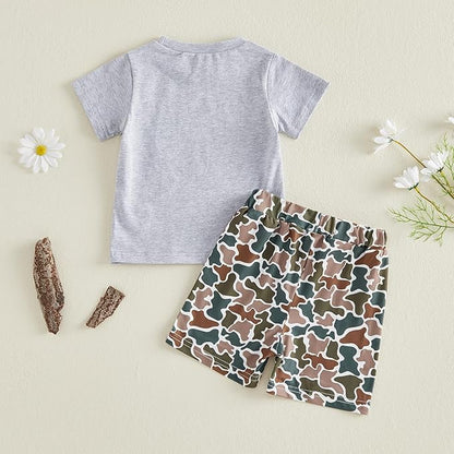 Toddler Baby Boy Clothes 6 12 18 24 Months Summer Outfit Short Sleeve T-Shirt Tops Camo Shorts Set 2T 3T 4T