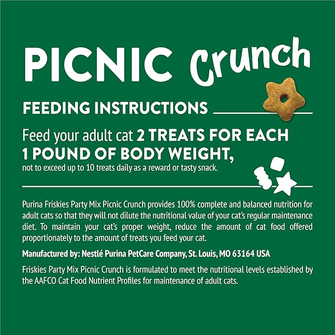 Purina Friskies Cat Treats, Party Mix Picnic Crunch - (Pack of 6) 6 oz. Pouches
